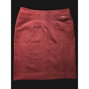 ANDREW MARC NY Full Control Waistband Rust Faux Suede Skirt Medium Midi Pencil